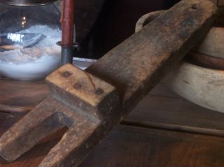 Primitive Early Old Antique Boot Jack N Chunky W/ Dry Attic Surface photo