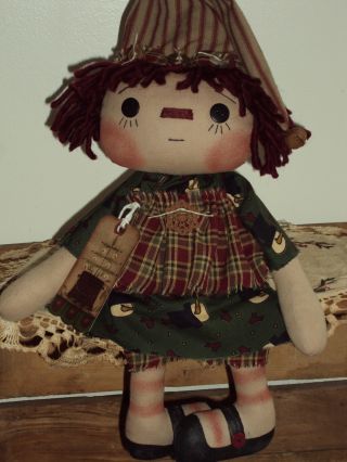 Primitive Raggedy Ann Snowman Santa Rag Doll Annie photo