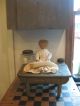 19th C.  Small Antique Bench In Paint Square Nails Primitives photo 5