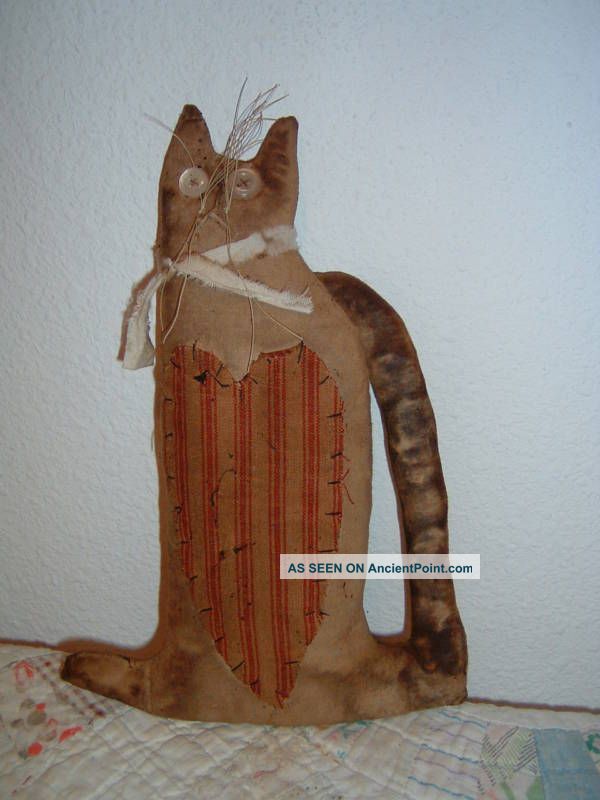 Primitive Cat Doll - Ticking Heart - Grungy - Thymeless Treasures Primitives photo