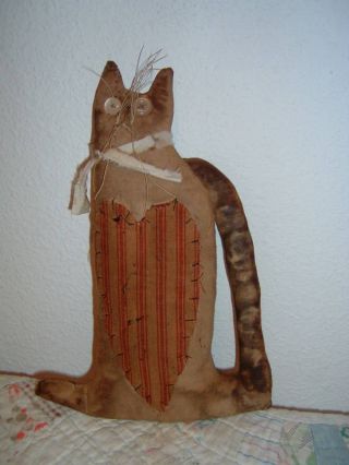 Primitive Cat Doll - Ticking Heart - Grungy - Thymeless Treasures photo