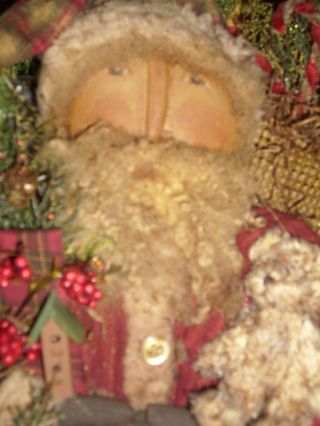 Primitive Handmade Folk Art Santa photo