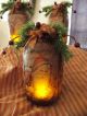 Primitive Folk Art Santa Jar Luminere Grungy &sprinkled In German Glass Glitter Primitives photo 7