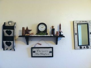 Primitive,  Americana,  Country,  Crackled Shelf/wall Gathering/mirror/mail Holder photo