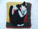 Primitive Folk Art Antique Log Cabin Quilt Pillow - Black Tuxedo Cat - Ooak Primitives photo 1