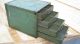 Primitive Green Four Drawer Chest Divided Drawers Old Metal Tool Box Primitives photo 1