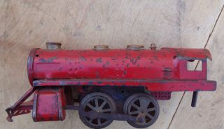 Antique Red Toy Train Engine - Locomotive - Wind Up photo