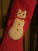 Primitive Folk Art Snow Cat On Old Quilt Christmas Stocking Primitives photo 1