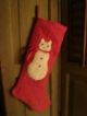 Primitive Folk Art Snow Cat On Old Quilt Christmas Stocking Primitives photo 2