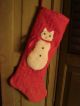 Primitive Folk Art Snow Cat On Old Quilt Christmas Stocking Primitives photo 7