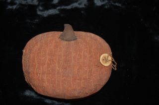 Wonderful Handmade/artist Made Primitive Schneeman Pumpkin Sewing Case - Signed photo