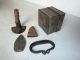 18th Century Tin And Pewter Tinder Box Complete W/ Flint,  Striker And Candle Primitives photo 2