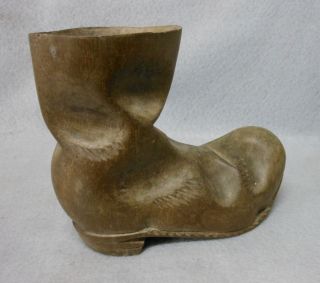 Whimsical Antique Folk Art Hand Carved Wood Boot photo