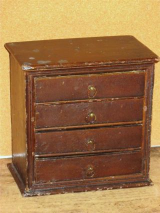 18th C Miniature 4 Drawer Miniature Apothocary Or Spice Chest In Paint photo