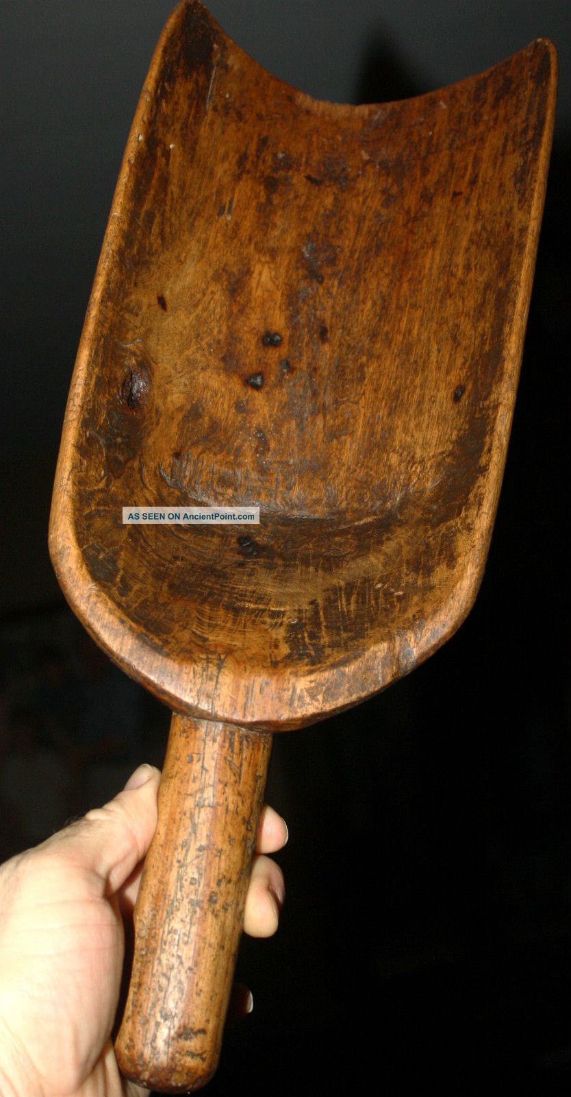 Antique Country Primitive Carved Wooden Grain Scoop,  19th Century Barn Find Primitives photo