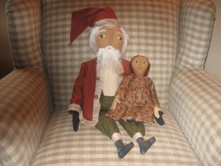 Handmade Santa With Little Girl Doll photo
