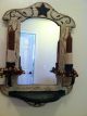 Primitive,  Americana,  Country,  Crackled Mirror With Candle Holder And Candles Primitives photo 1