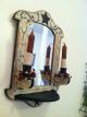Primitive,  Americana,  Country,  Crackled Mirror With Candle Holder And Candles Primitives photo 2