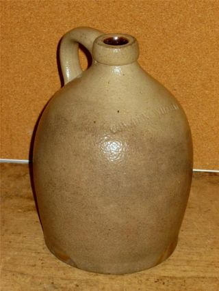 A Small 19th C Stoneware Ovoid Shaped Handled Jug Signed Cowden & Wilcox photo