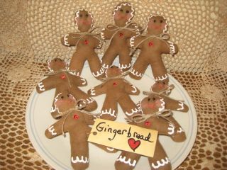 Primitive Christmas Gingerbread Ornies Ornaments Bowl Fillers Gathering Decor photo
