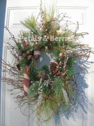 Christmas Holiday Winter Candycane Door Wreath photo