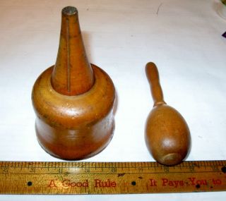 Rare Vintage Treen Wooden Turned Funnel And Pestle photo