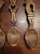 Set Of 4 Old Antique Pa Dutch Design Wooden Carved Spoons Primitives photo 3