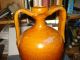 17th Early 18th Century German Redware Costreal Two Handle Wine Jug Glaze Primitives photo 1
