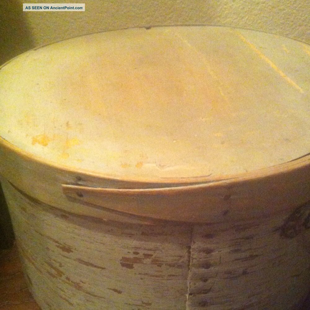 Early Antique Pantry Box W Bail Handle With Old Gray / Putty Paint Primitives photo