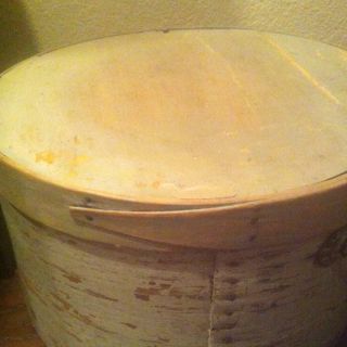Early Antique Pantry Box W Bail Handle With Old Gray / Putty Paint photo