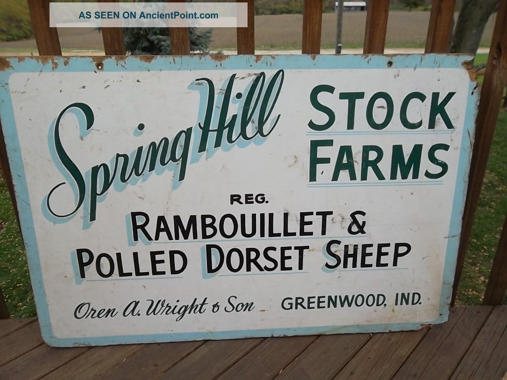 Antique Sheep Farm Sign Spring Hill Stock Farms Greenwood Indiana Antique Sign Primitives photo