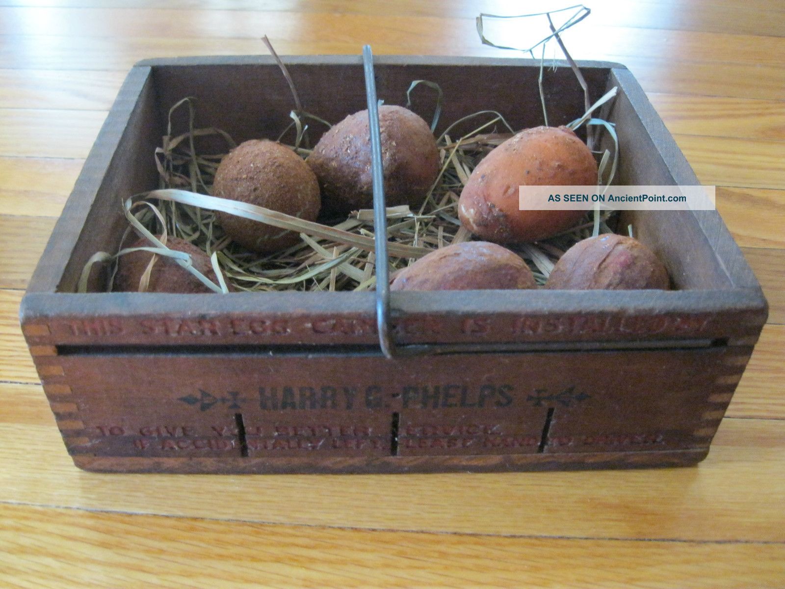 Early Star Egg Carrier Wood Dovetail Box Harry G.  Phelps Primitives photo