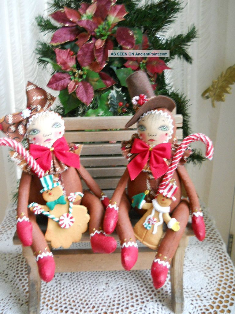 Primitive Folk Art Christmas Ginger Bread Set 