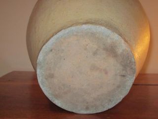 Early Gray Ovoid Stoneware Pottery Crock Cobalt Blue Leaf Design photo