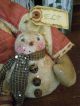 Primitive Christmas Elf Snowman Doll Folk Art Elf W/ Snowman Doll Antique Quilt Primitives photo 3