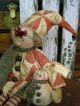 Primitive Christmas Elf Snowman Doll Folk Art Elf W/ Snowman Doll Antique Quilt Primitives photo 6