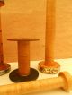 Set Of 6 Misc Tiger Maple Bobbins (43) Primitives photo 2