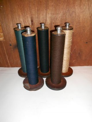 5 Fiber Bobbins With Metal Knobs With Thread (132) photo