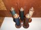 5 Fiber Bobbins With Metal Knobs With Thread (132) Primitives photo 1