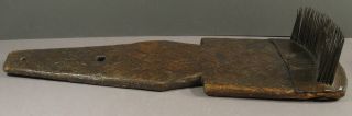 B - 19th Century Flax Hetchel,  Incised Crosshatch Design With Star,  Square Spikes photo
