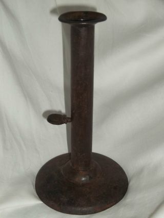 Antique Primitive Signed Shaw Brim Hogscraper Pushup Candlestick photo