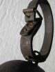 1800 ' S Antique Vintage Primitive Hammered Metal Old Farm Cow Bell,  Leather Strap Primitives photo 2