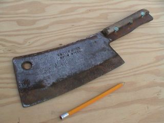 Antique Butcher Knife,  Meat Cleaver,  Foster Bros.  Solid Steel Made In Usa photo