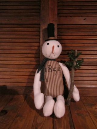 Christmas Mr.  Frosty Snowman Doll Christmas Tree Primitive Country Handmade photo