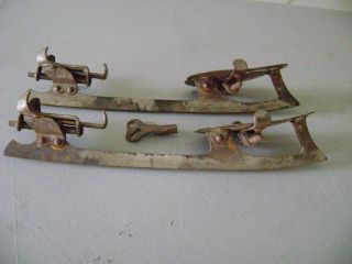 Antique U.  S.  Rink Cast Steel Ice Skates,  Early 1900 ' S With Adjusting Key,  Exc. photo