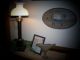 Colonial Inspired Parlor Or Office Lamp - Wood/brass/crisp White Ruffled Shade Primitives photo 1