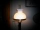 Colonial Inspired Parlor Or Office Lamp - Wood/brass/crisp White Ruffled Shade Primitives photo 2