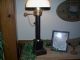 Colonial Inspired Parlor Or Office Lamp - Wood/brass/crisp White Ruffled Shade Primitives photo 8