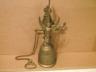 Vintage Old Hanging Bell Brass And Metal Very Cool Check It Out photo