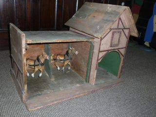 Reed Or Bliss Toy Stable/carriage House/fire House Circa 1880s photo